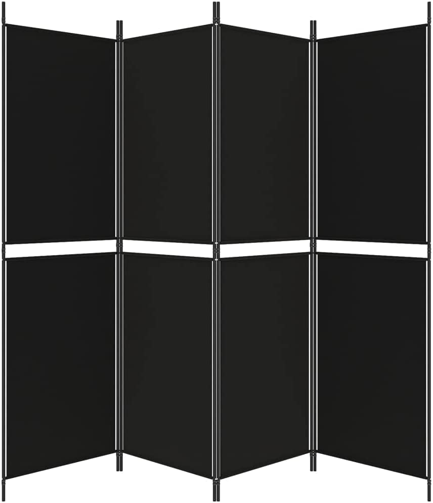 4-Panel Room Divider Living Room Bedroom Partition Privacy Protection Screen Room Separator Folding Dressing Wall Black Fabric