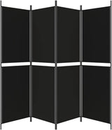 4-Panel Room Divider Living Room Bedroom Partition Privacy Protection Screen Room Separator Folding Dressing Wall Black Fabric