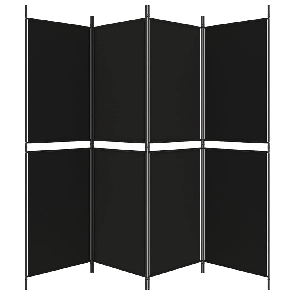 4-Panel Room Divider Living Room Bedroom Partition Privacy Protection Screen Room Separator Folding Dressing Wall Black Fabric