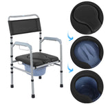 Adjustable Foldable Shower Toilet Bedside Commode Chair Toilet Aid Stool w/Potty