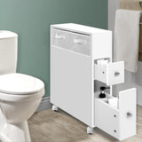 Bathroom Cabinet w/Wheels 70cm Toilet Storage Caddy Holder