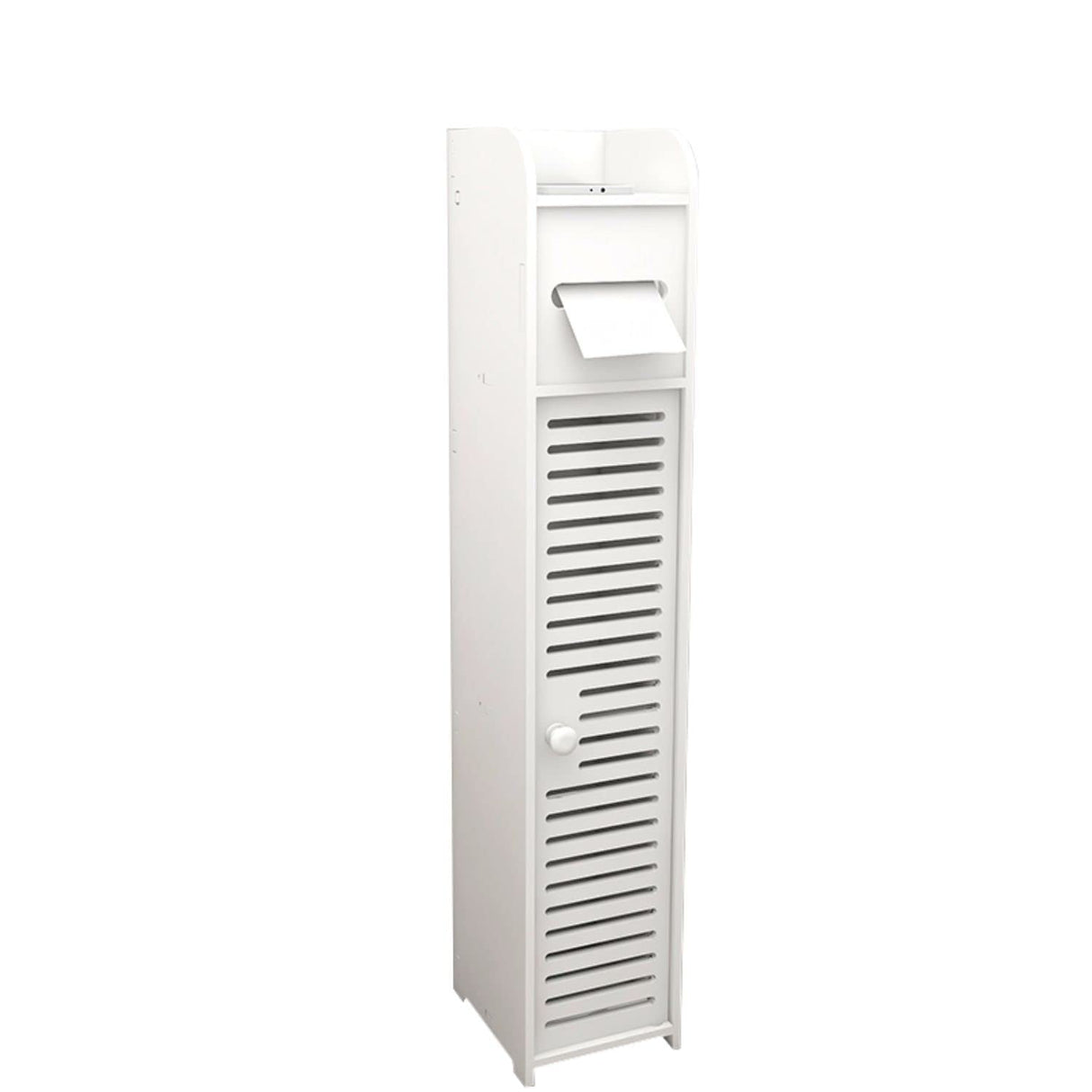 Freestanding Bathroom Cabinet, Extra Storage Organizer with Toilet Roll Holder & Shelves with 2 Tall Shelves - Water-Resistant & Versatile (Ventilated Door)