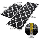 Kitchen Rugs and Mats [2 PCS] Super Absorbent Microfiber Kitchen Mat Non Slip Machine Washable Runner Carpets for Floor, Kitchen, Bathroom, Sink, Office, Laundry,28"x17.3"+47"x17.3",Black