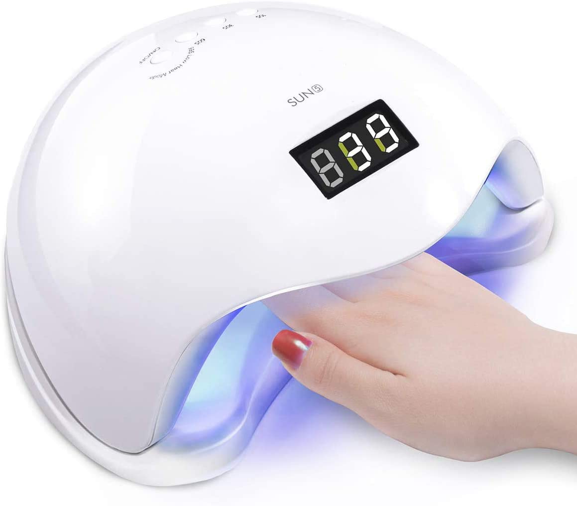 48W UV LED Nail Lamp,with Sensor,4 Timer Setting for Gel Fingernails Toenails,LED Display,Professional Nail Polish Curing Light Suitable for Novices,Home and Salon,Detachable Magnetic Tray