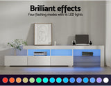 Artiss TV Cabinet Entertainment Unit Stand RGB LED Gloss Furniture 215cm White