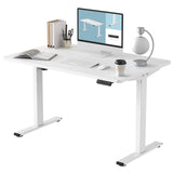 Electric Height Adjustable Standing Desk 48 Inches Whole-Piece Desktop Sit Stand Up Computer Desk Workstation with Memory Controller (White Frame + 48" White Top, 2 Packages)