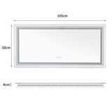 Rectangular LED Bathroom Mirror: 1050x500mm Illuminated Wall Mounted Vanity Mirror with Anti-Fog Touch Button Double Lighting Backlit Mirror for Makeup Shaving Dressing Horizontal or Vertical