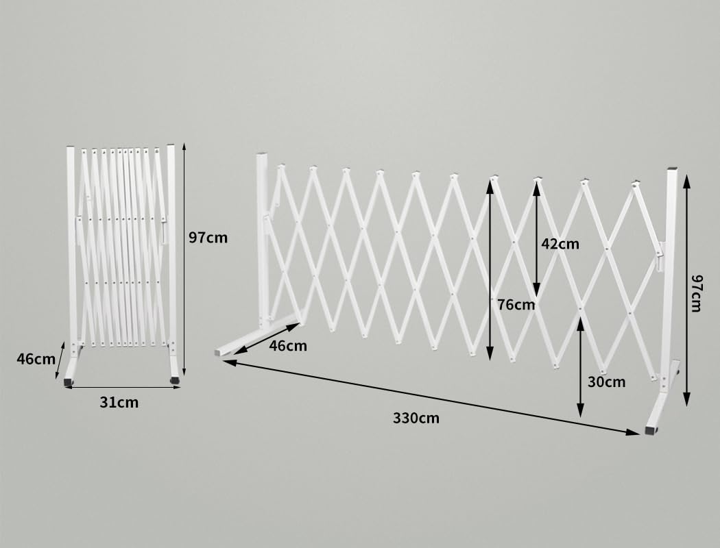 Expandable Fence Gate Garden Security Gates Metal Retractable Indoor Outdoor Safety Barrier Traffic White