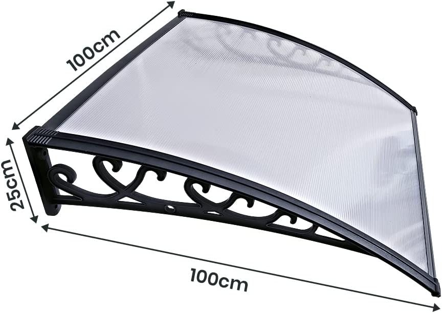 Window Door Awning Outdoor Canopy Patio Rain Shield Cover DIY 1Mx1M Black Clear