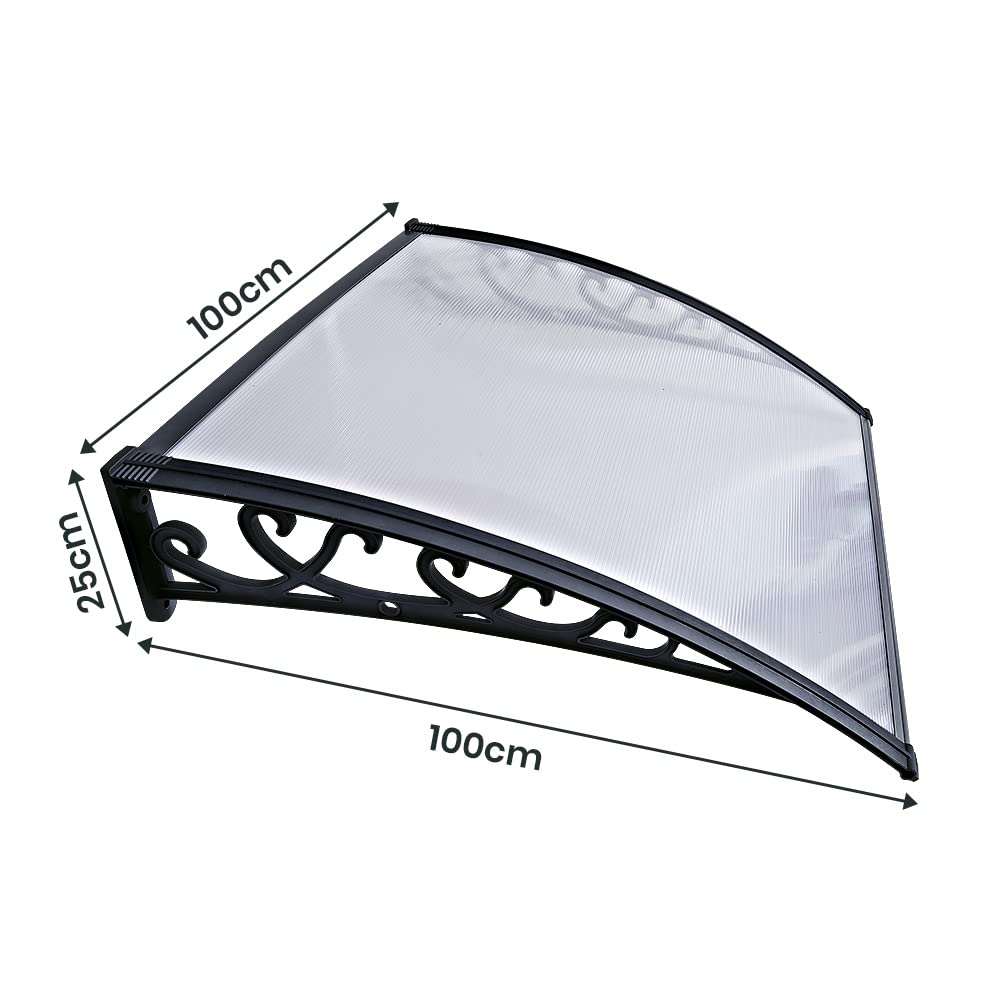 Window Door Awning Outdoor Canopy Patio Rain Shield Cover DIY 1Mx1M Black Clear