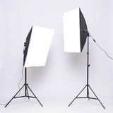 Photography Studio Backdrop Support System + 2X 25W LED Softbox Continuous Lighting Kit with Black/White/Gray/Green Screen Backdrop 2x2m Background Support Stand for Photo Video Shooting