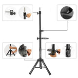 Wig Stand Tripod Mannequin Head Stand Heavy Duty Wig Stand Tripod Cosmetology Mannequin Wig Stand for Styling(Black Tripod With Tray,Maximum Height 55 Inches，Mannequin Head Not Included)