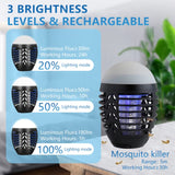 Mosquito Killer Electric Lamp Insect Repellent USB Rechargeable Fly Zapper Indoor Outdoor Pest Control Trap Portable Zappers with Night Light, Powerful Attractant for Backyard Camping