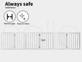 Wooden Pet Gate Dog Fence Retractable Safety Stair Barrier Security Door (White-282cm x 60.5cm x 1.8cm)