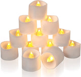 Flameless Tea Lights Candles, Battery Operated LED Votive Candles, Flickering Tealights with Warm Yellow Light Romantic Night for Wedding, Valentine's Day, Halloween, Christmas, Festival Celebration (12 Pack)