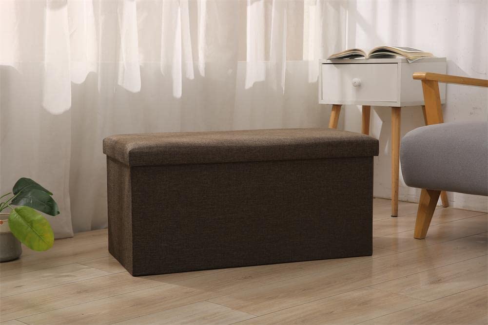 Foldable Linen Storage Ottomans Cube Toy Chest