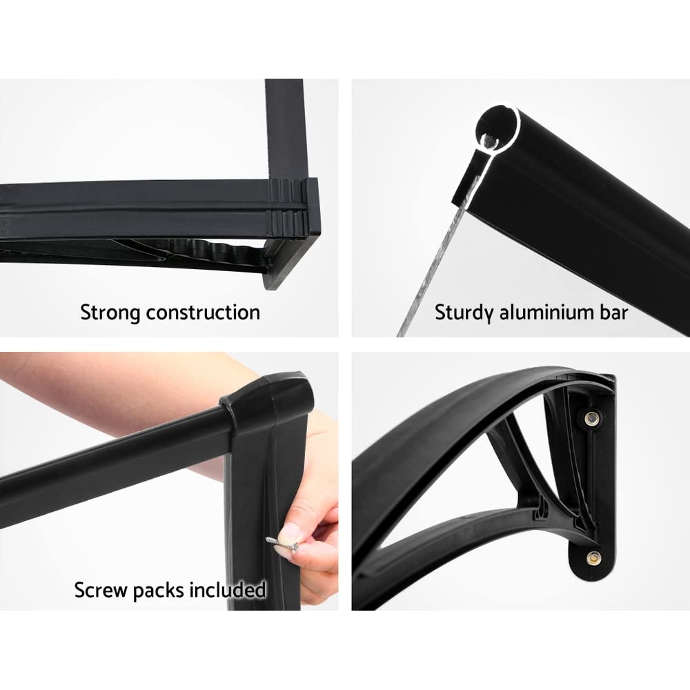 Instahut Window Door Awning Outdoor Solid Polycarbonate Canopy1mx2m