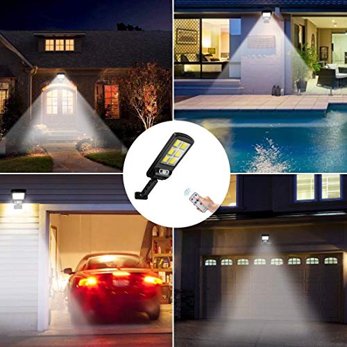 LED Solar Street Light Remote Control Outdoor Motion Sensor Solar Wall Light Flood Light Lamps for Street Path Garden Patio Steps 2pcs