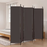 6-Panel Room Divider Living Room Bedroom Partition Privacy Protection Screen Room Separator Folding Dressing Wall Brown Fabric