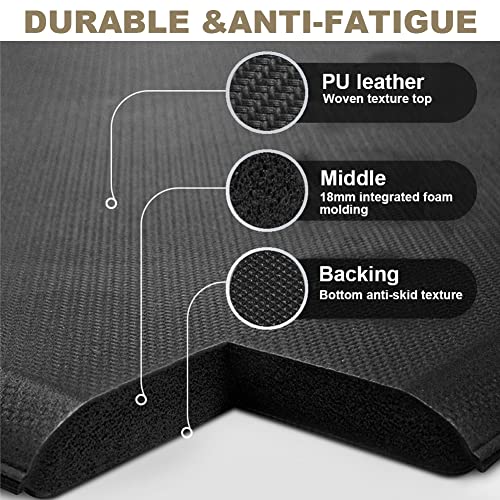 Kitchen Anti-Fatigue Mat Rug Standing Mat for Standing Desk 50 x 100cm Non Slip Ergonomic Comfort 1.8cm Thick Mat Rug for Kitchen, Office, Sink, Laundry