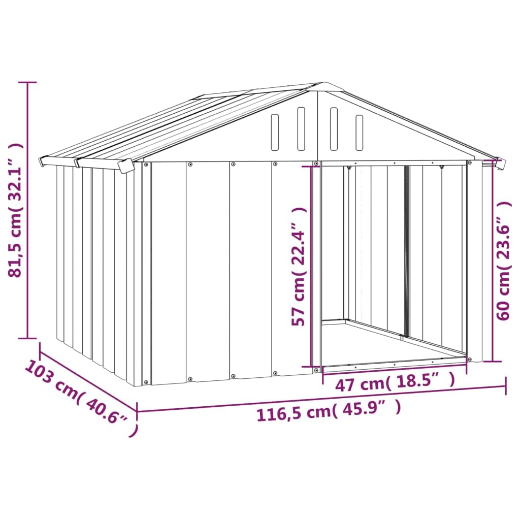 Dog House Home Garden Backyard Dog Kennel Indoor Outdoor Puppy Pet Cat Shed House Animal Supply with Roof Grey Galvanised Steel