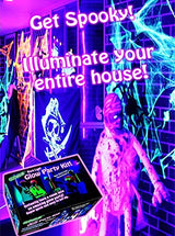 Black Lights for Glow Party! 115W Blacklight LED Strip kit. 4 UV Lights to Surround Your neon Party. Ultraviolet Lighting for Big Rooms. Easy Set up! Glow in The Dark Party Supplies. Halloween Decor