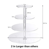 Cupcake Stand, 4-Tier Round Acrylic Cupcake Display Stand Dessert Tower Pastry Stand for Wedding Birthday Theme Party- 15.7 Inches (Transparent)