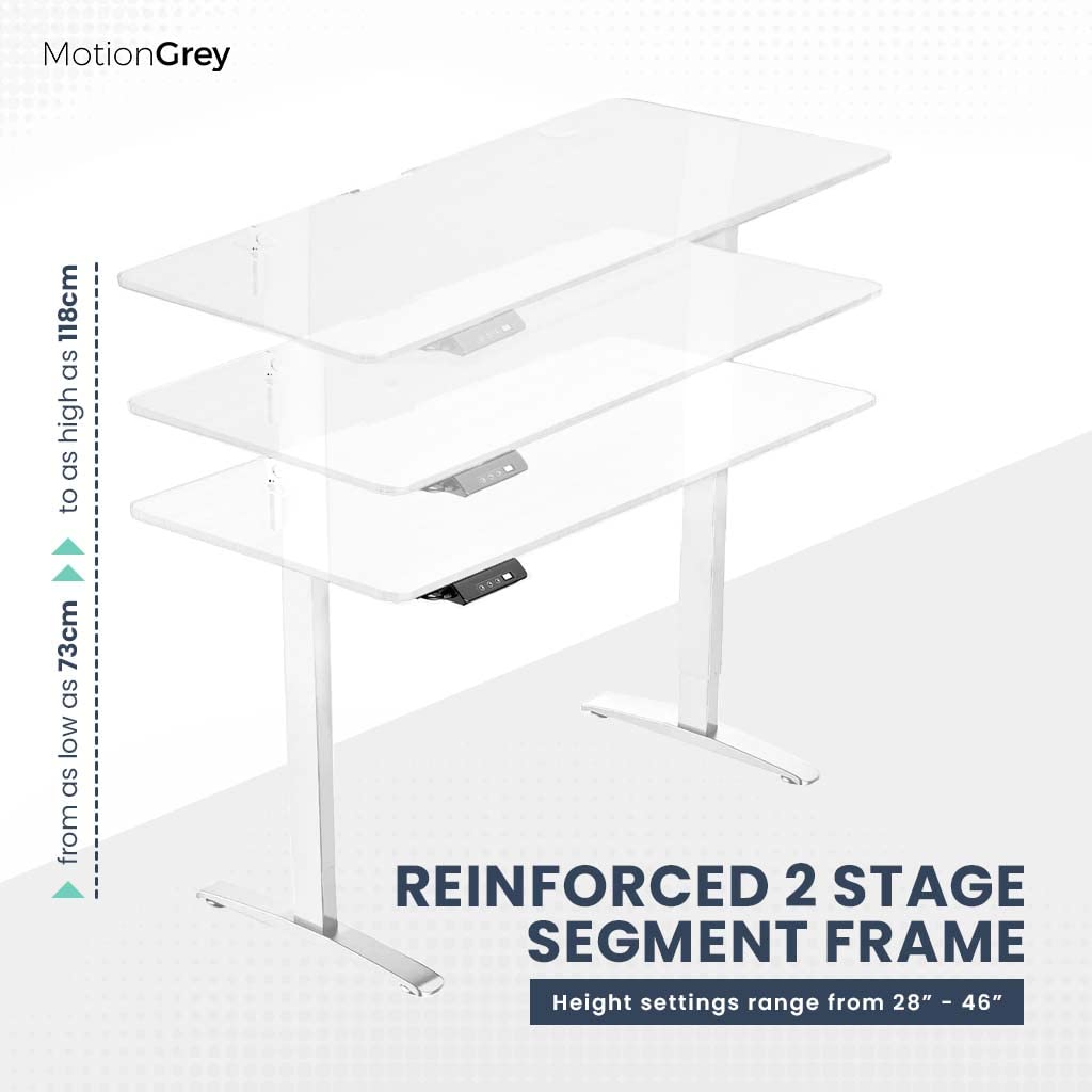 Electric Motor Height Adjustable Standing Desk, 110 x 60 cm, Ergonomic Stand Up Desk, Adjustable Computer Sit Stand Desk Stand