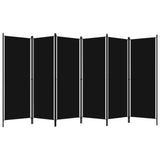 6-Panel Room Divider Home Baby and Kids Room Bedroom Living Room Folding Protective Panel Privacy Screen Partition Stand Black 300x180 cm