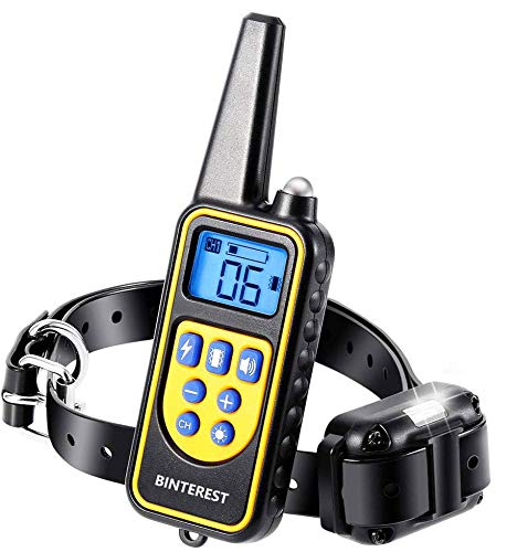 Dog Training Collar, Rechargeable Waterproof Dog Shock Collar for Dogs with Remote 2600ft, Anti Bark Collar with Beep Vibrating Shock LED Light 4 Modes for Small Medium Large Dogs