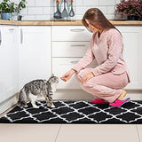 Kitchen Rugs and Mats [2 PCS] Super Absorbent Microfiber Kitchen Mat Non Slip Machine Washable Runner Carpets for Floor, Kitchen, Bathroom, Sink, Office, Laundry,28"x17.3"+47"x17.3",Black