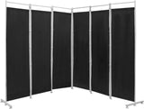 6 Panel Room Divider, 300x180CM Folding Privacy Screen with Steel Frame & Fabric Surface, Standing Wall Separator, Home Office Partition for Bedroom, Living Room, Restaurant