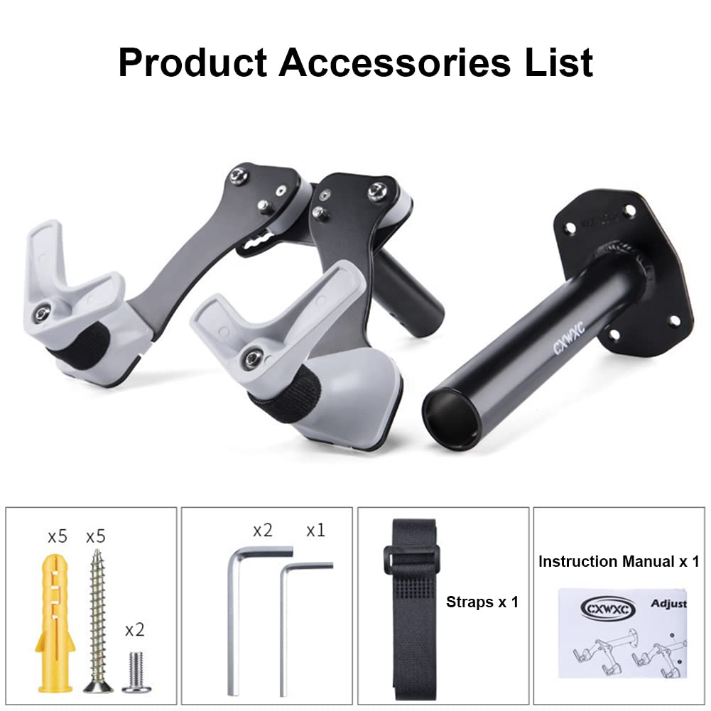 Bike Wall Mount - Horizontal Storage Rack for Hanging Bicycles Indoor Bike Storage Rack Hooks, Heavy - Safe - Secure Bike Holder, Degree Adjustable Angle to Keep Your Bike Level