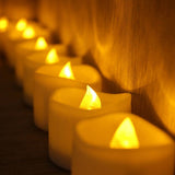 Flameless Tea Lights Candles, Battery Operated LED Votive Candles, Flickering Tealights with Warm Yellow Light Romantic Night for Wedding, Valentine's Day, Halloween, Christmas, Festival Celebration (12 Pack)