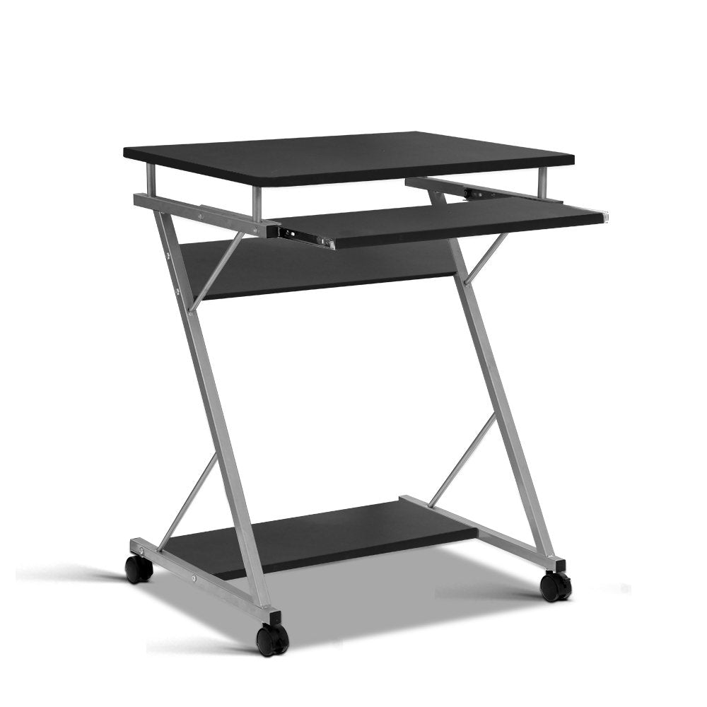 Computer Desk Office Desk Mobile with Wheels Black