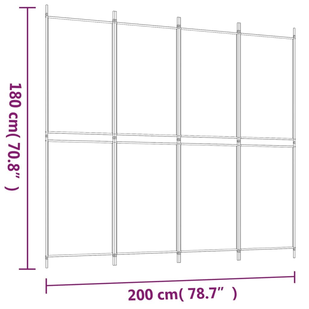 4-Panel Room Divider Living Room Bedroom Partition Privacy Protection Screen Room Separator Folding Dressing Wall Black Fabric