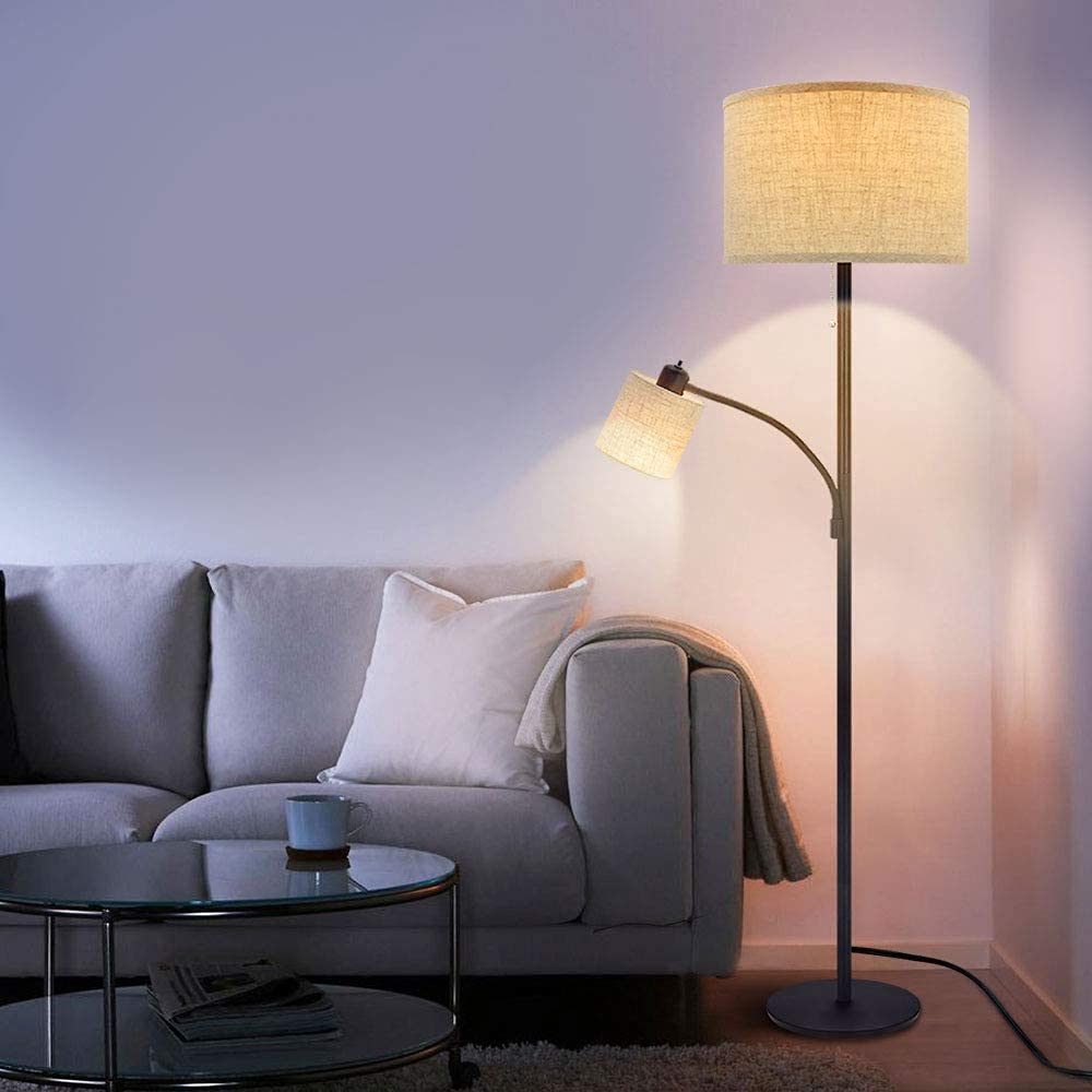 LED Floor Lamp for Reading, Standing Lamp with Adjustable Side Light