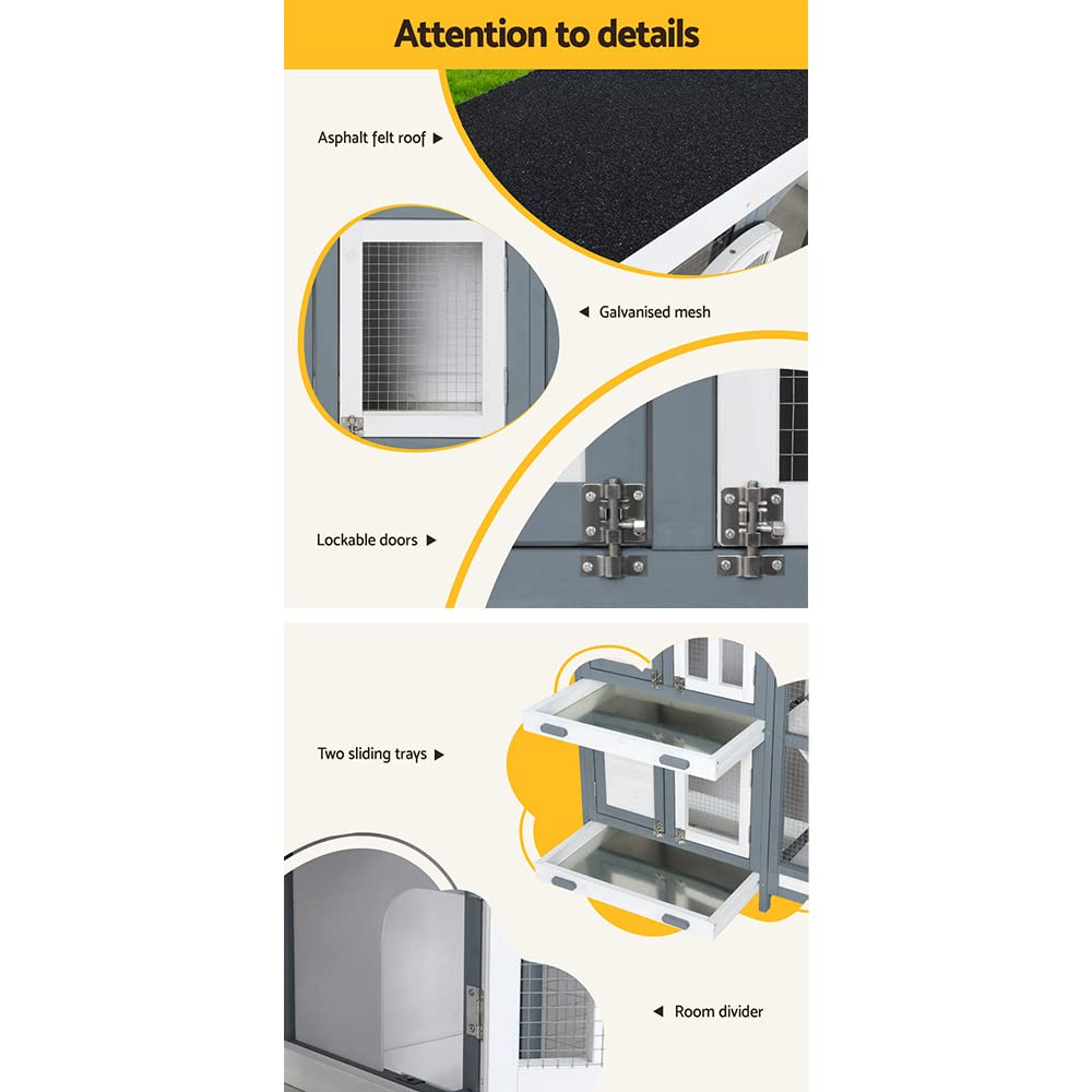 Rabbit Hutch Chicken Coop Large Run Hamster Guinea Pig 98cm x 45cm x 92cm