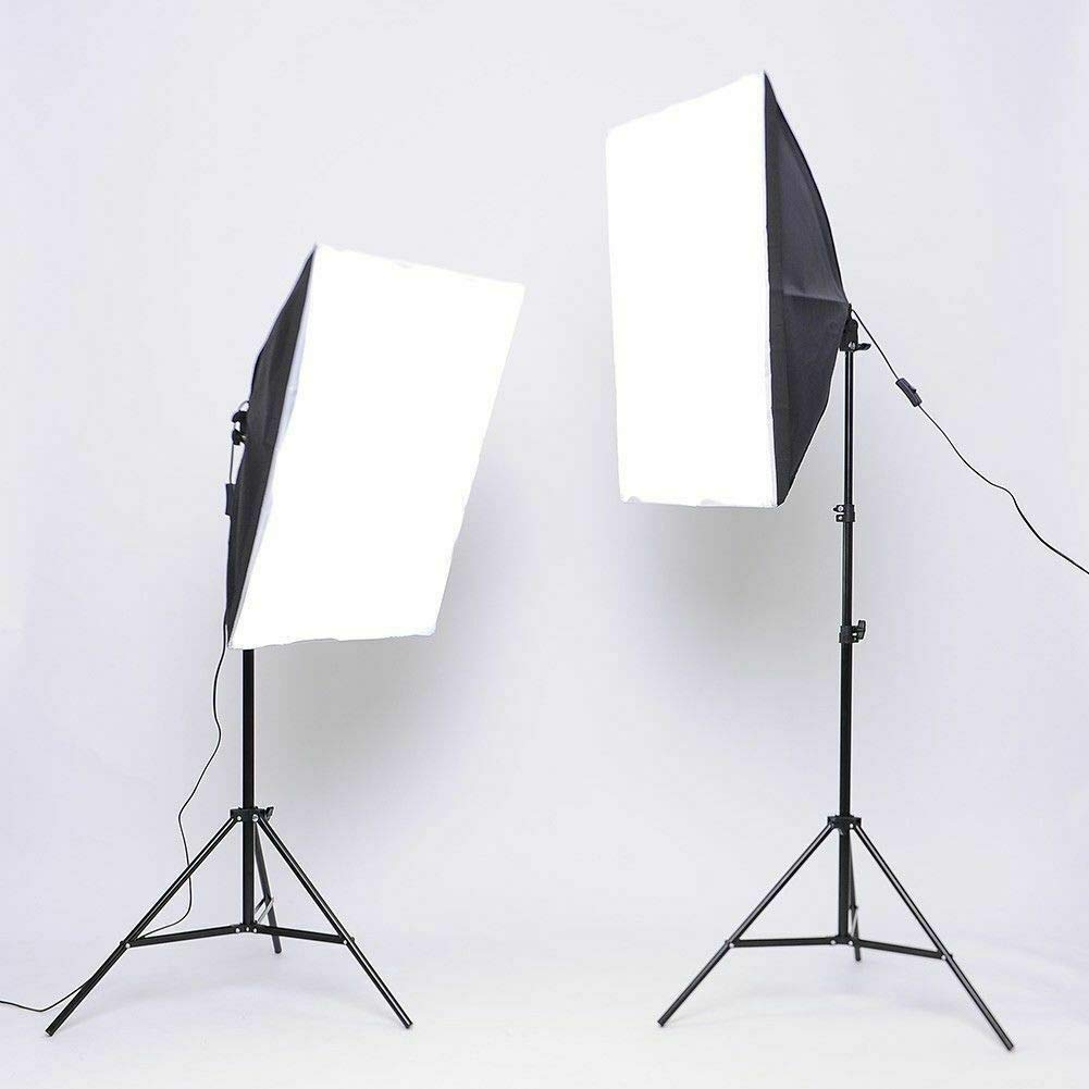 Softbox Lighting Kit 4x 25W LED Bulbs Professional Boom Arm Photography Continuous Light Studio Equipment with E27 Socket and 20x28inch Reflector Diffuser for Portrait Product Fashion Shooting