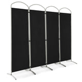 4-Panel Room Divider, Folding Privacy Screen, Portable Polyester Fabric Wall Divider and Separator, Freestanding Privacy Protection for Living Room, Bedroom, Office (Black)