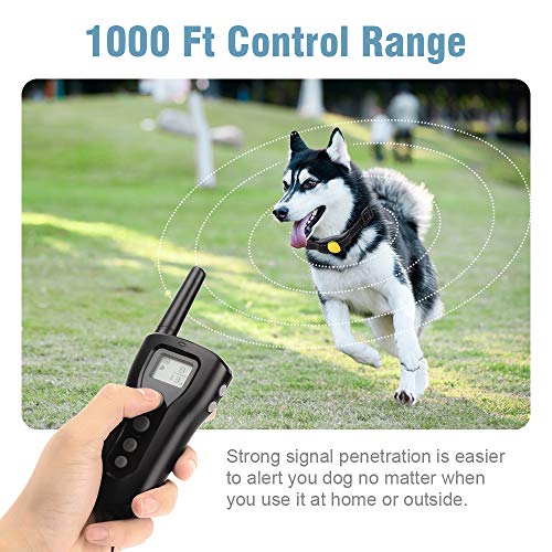 Dog Training Collar Upgraded 1000ft Remote Rechargeable Waterproof Electric Shock Collar with Beep Vibration Shock for Small Medium Large Dogs (15-120 Lbs)