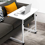 Laptop Desk Table Height Adjustable Wooden Bed Side Table 60CM White