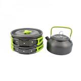 Camping Cookware Set, Anodized Aluminum Camping Pots and Pans Set, Lightweight & Compact Backpacking Cooking Set for 2-3 People Hiking Picnic Fishing with Kettle