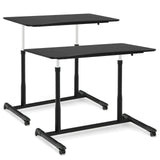 Mobile Height Adjustable Standing Desk, Compact Pneumatic Sit to Stand Up Computer Desk w/Lockable Wheels, Ergonomic Rolling Laptop Table w/Steel Frame for Home Office (Black)