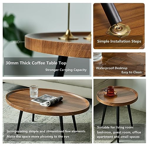 Coffee Table Set,HX Dream Center Table Living Room 2-Piece,Combination Coffee Table,Round Sofa Coffee Table Suitable for Living Room, Balcony, Garden（Wood Color）