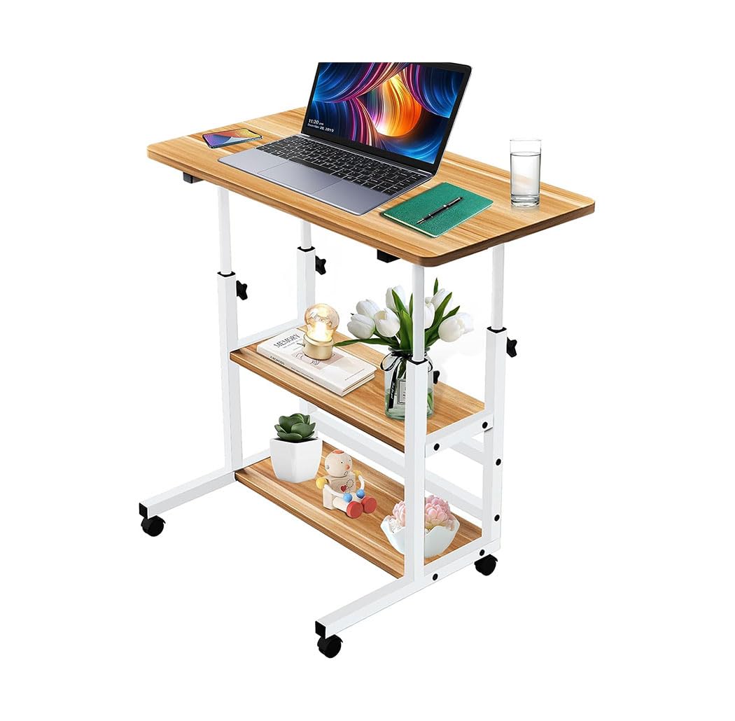 Adjustable Height Standing Large Desk,Portable Laptop Computer Desk,Office Furniture Small Spaces Desk Sofa Bedside Desk Learn Play Game Desk,Wheels Movable Storage Desk