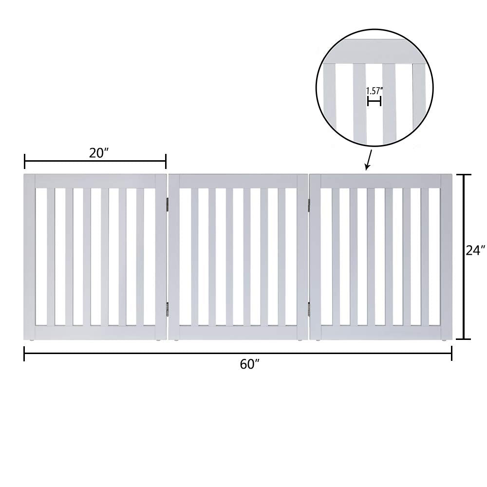 Large Free Standing Dog Gate, Extra Tall Safety Wood Pet Gate, Indoor Foldable Dog Gate, Expands up to 152cm Wide 91cm, Doorway Pet Barrier, White