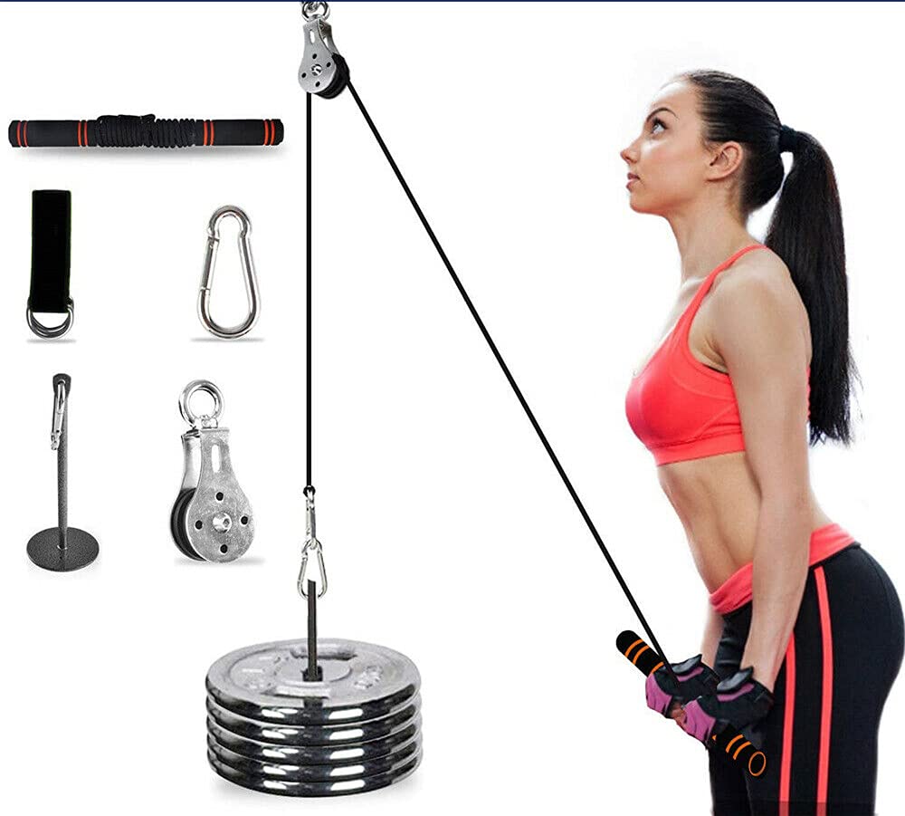 Fitness Pulley Cable Gym Workout Equipment Machine Attachment System Home Strap