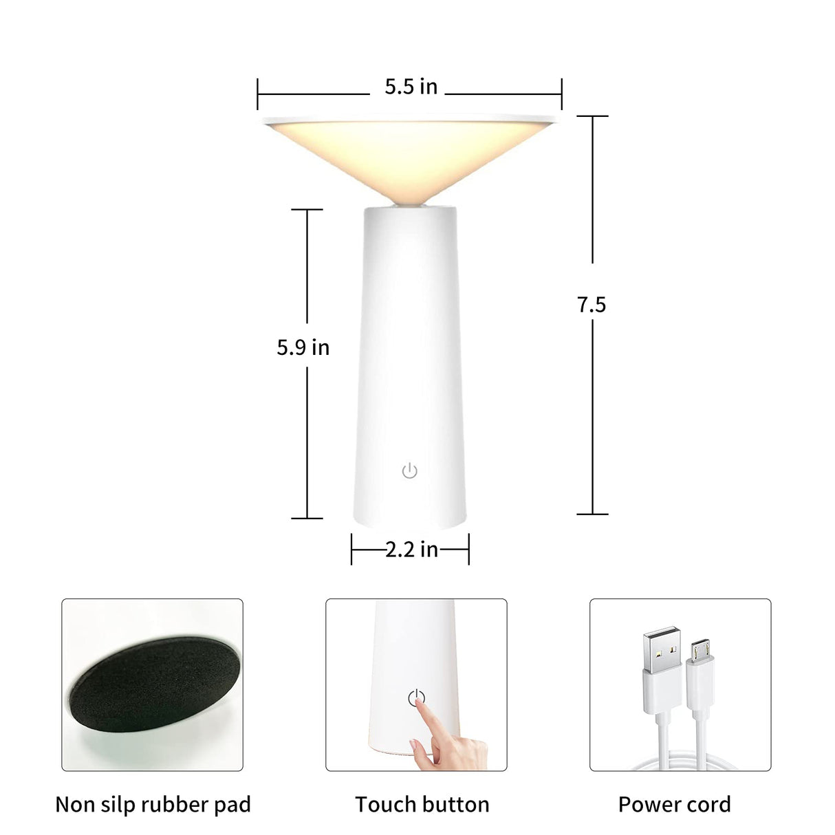 Portable LED Table Lamp with Touch Sensor