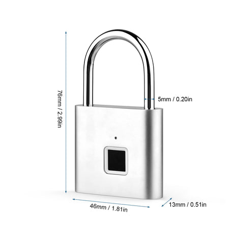 Smart Fingerprint Padlock Rechargeable Keyless 10 Fingerprints Morse Code Emergency Unlocking Easy Operation IP56 Waterproof Anti-Theft Security Padlock Door Luggage Backpack Lock